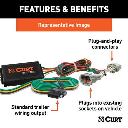 Curt Custom Wiring Harness (4-Way Flat Output), 56430 56430